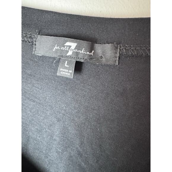 7 For All Mankind Black Puff Sleeve V Neck Top Large NWT - Picture 5 of 10